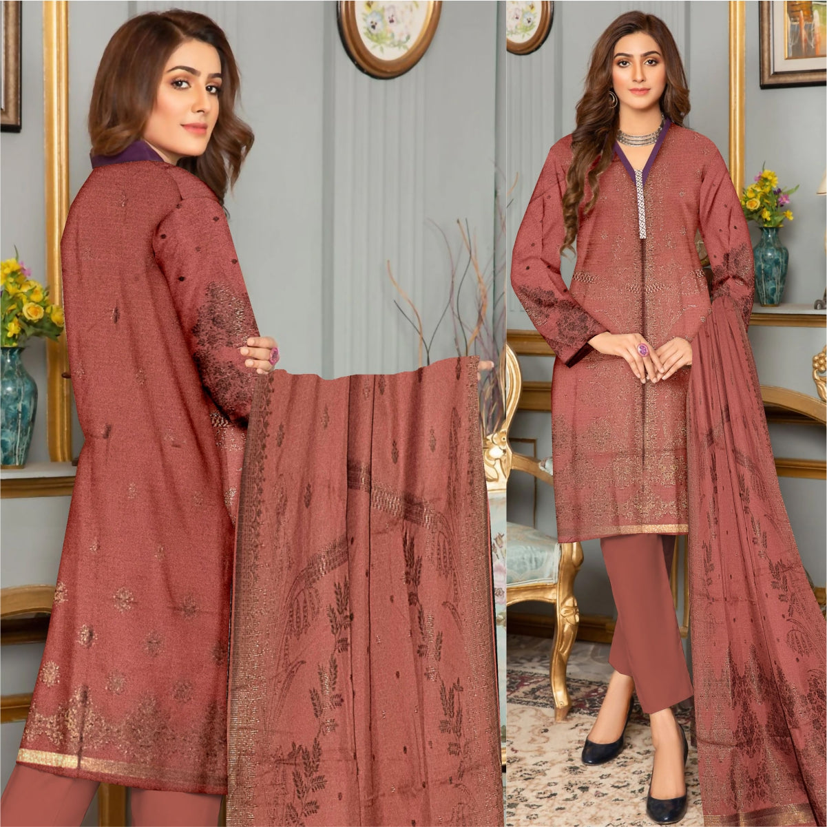 3 Piece Viscose Jacquard Brosha Suit Vol-1 (VJB001-3P)