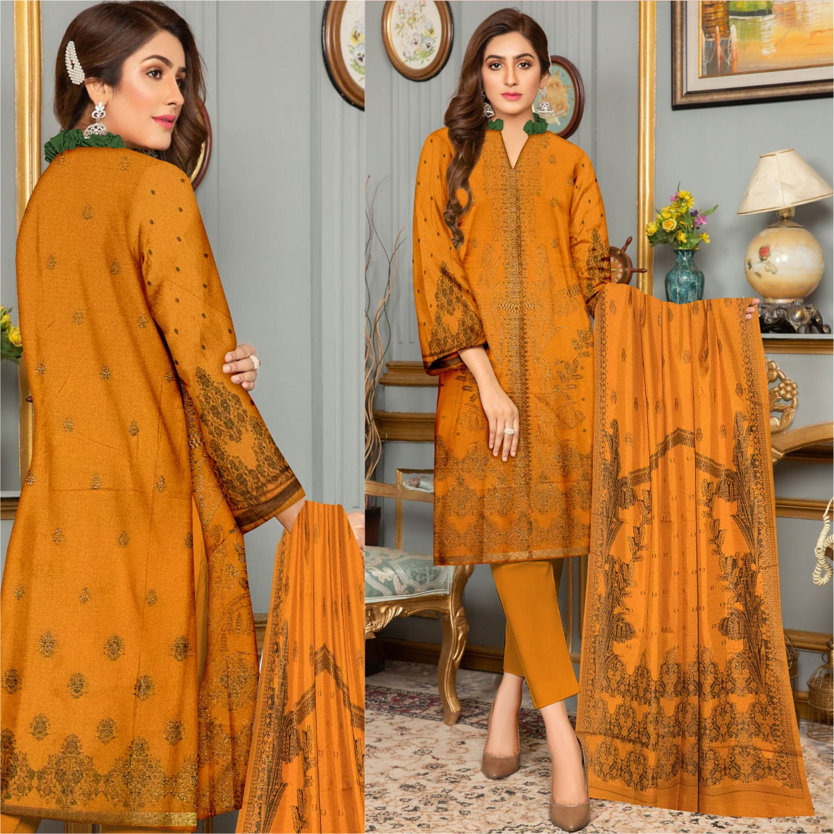 3 Piece Viscose Jacquard Brosha Suit Vol-1 (VJB003-3P)