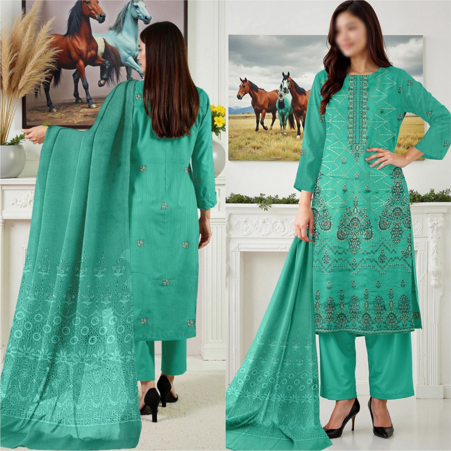 3 Piece Lawn Embroidered Suit (LNE1006-3P)