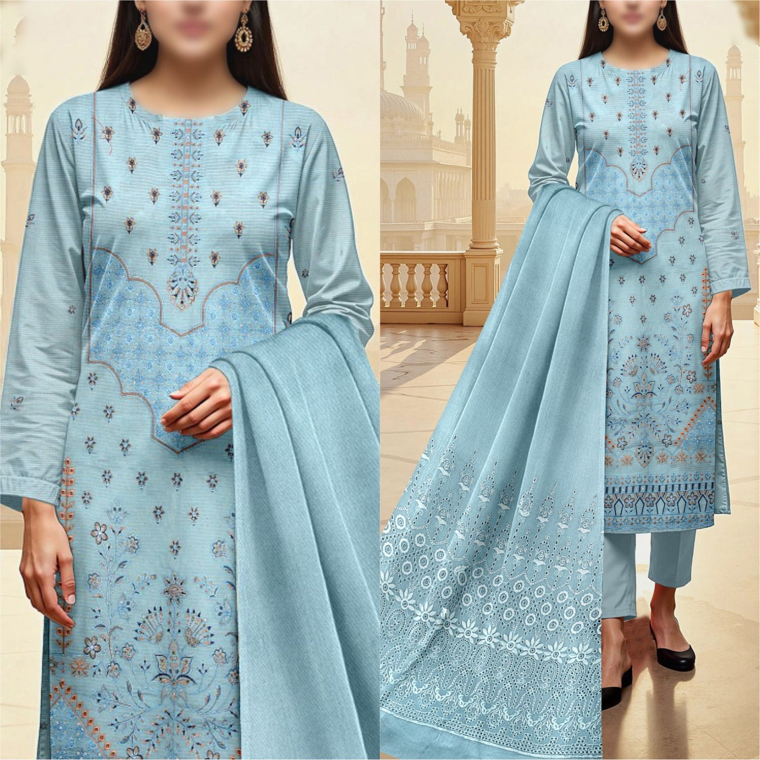3 Piece Lawn Embroidered Suit (LNE1007-3P)
