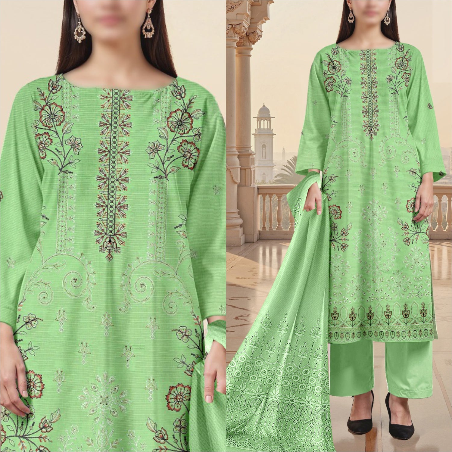 3 Piece Lawn Embroidered Suit (LNE1008-3P)