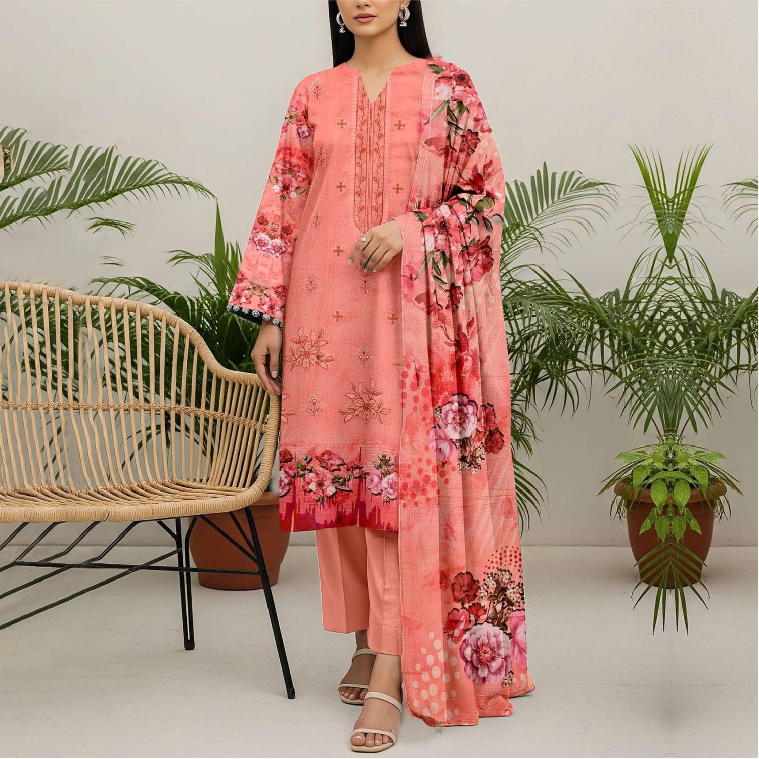 3 Piece Karandi Embroidered Suit (KRE008-3P)