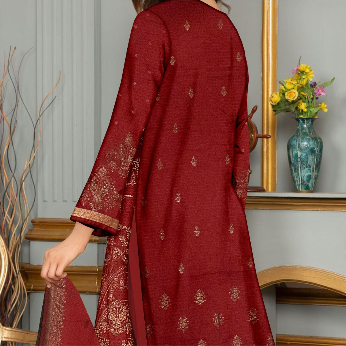 3 Piece Viscose Jacquard Brosha Suit Vol-1 (VJB002-3P)