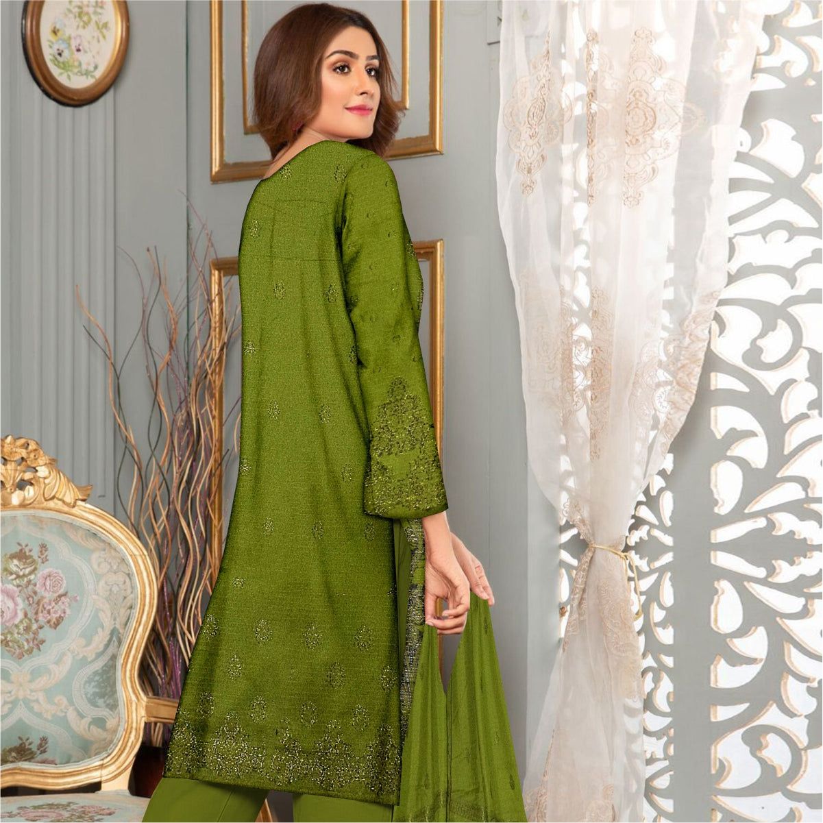 3 Piece Viscose Jacquard Brosha Suit Vol-1 (VJB005-3P)