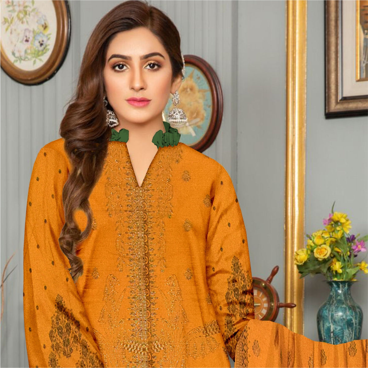 3 Piece Viscose Jacquard Brosha Suit Vol-1 (VJB003-3P)