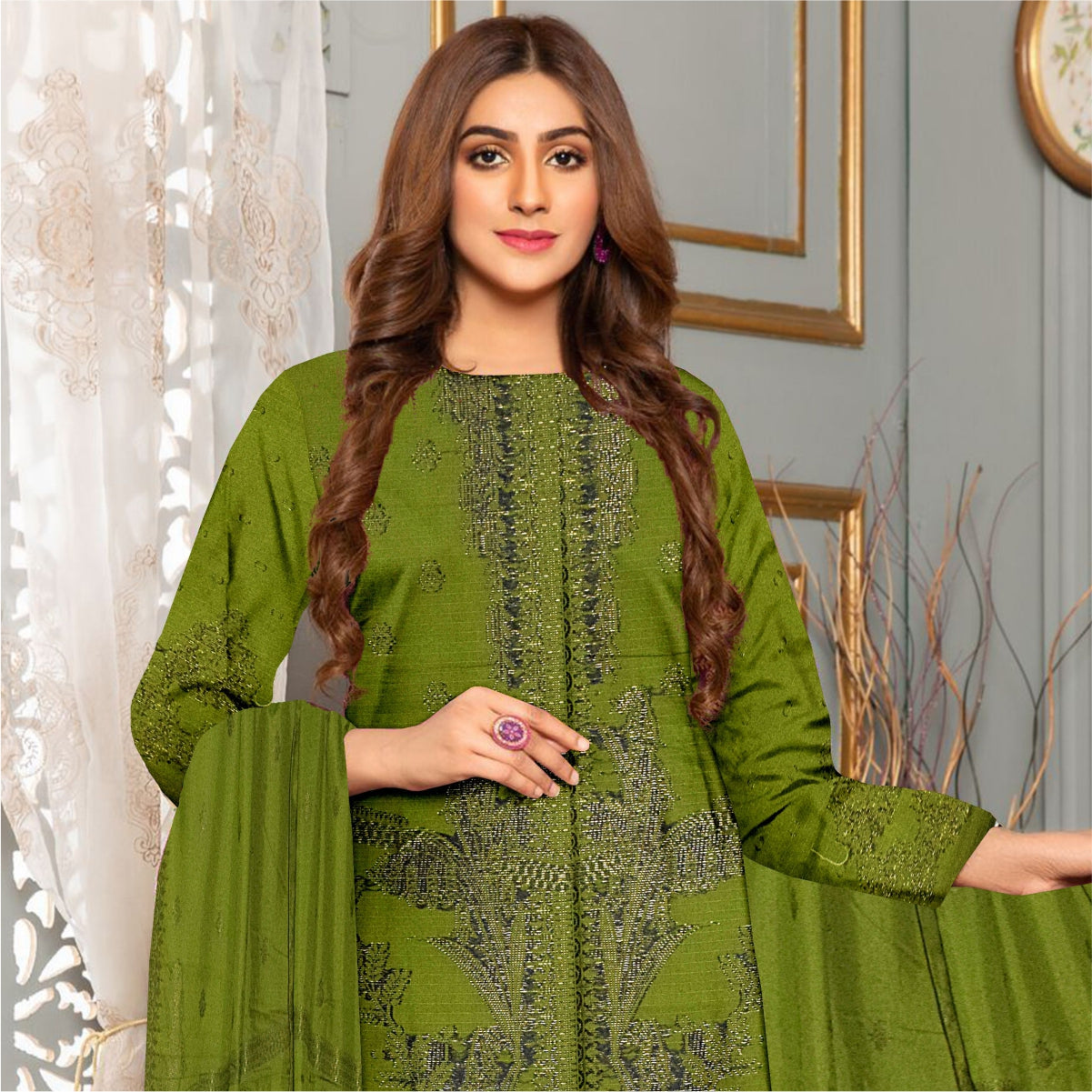 3 Piece Viscose Jacquard Brosha Suit Vol-1 (VJB005-3P)