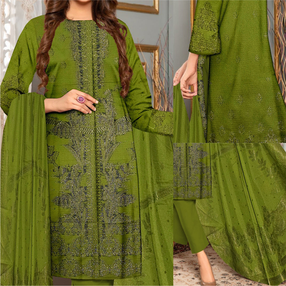 3 Piece Viscose Jacquard Brosha Suit Vol-1 (VJB005-3P)
